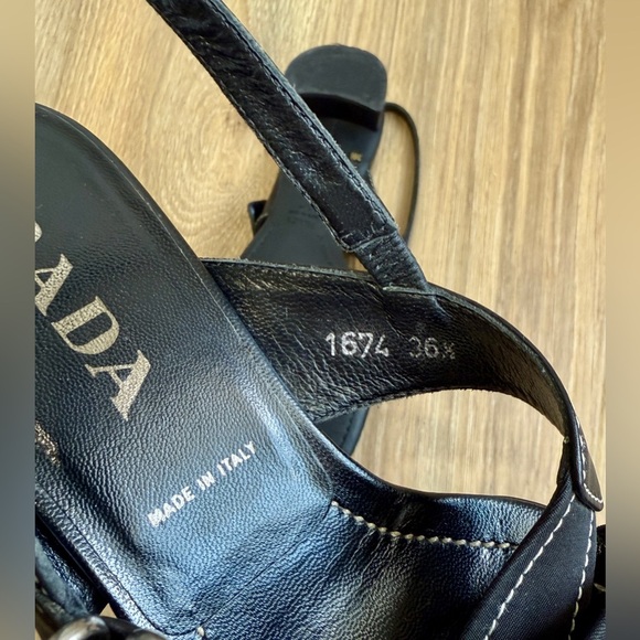 Prada Calzature Donna Black Leather Slingback Sandals Size 36.5 - Picture 6 of 6